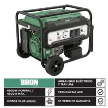 Grupo Electrógeno Generador a Nafta Bron By Gadnic 6500W Portátil Ruedas 220V Arranque Eléctrico