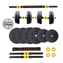 Kit Mancuernas Y Barra Force By Gadnic 25 Kg Discos Pvc Conversor A Rosca Entrenamiento Completo 