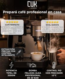 Cafetera Espresso 3200W CUK By Gadnic Con Molinillo Integrado 20 Bar Vaporizador De Leche