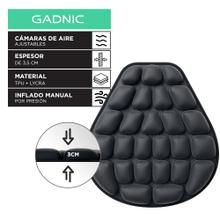 Almohadón Inflable Para Asiento De Moto Gadnic 36X39X3,5 Cm TPU Lycra Con Cámaras De Aire Ajustables Inflado Manual