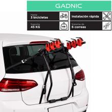 Portabicicletas Para Auto Gadnic Trasero Universal Hasta 3 Bicicletas Carga Maxima 45 Kg Estructura De Acero Con 6 Correas De Sujecion 
