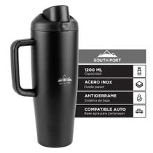 Vaso Termico South Port By Gadnic 1200 ml 40 Oz Acero Inoxidable Interior 304 Exterior 201 Con Manija Ergonomica Tapa Con Pico