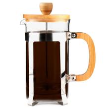 Cafetera Prensa Francesa 350ml Vidrio Con Mango de Bambú Natural