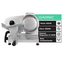 Cortadora De Fiambre Eléctrica Gadnic 400W Disco 190mm Espesor Regulable 0 A 15mm Acero Inoxidable Base Antideslizante 220V 50Hz