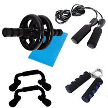 Kit Entrenamiento Fitness Gadnic Ab Wheel + Soga + Manijas + Hand Grip