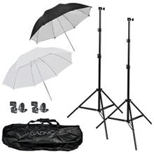 Kit Estudio Fotografia 2 Tripodes 2mts + 4 Sombrillas Blancas Negras + 2 Portalamparas