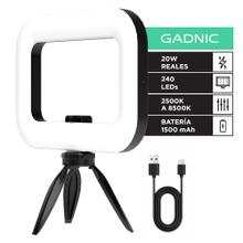 Aro De Luz Led Gadnic 20W 240 Leds 2500K A 8500K Batería 1500mAh Con Trípode Y Soporte Para Celular