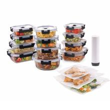 Set X12 Contenedores Herméticos De Vidrio Gadnic  bomba de vacio electrica recargable  5 Bolsas plásticas de vacío