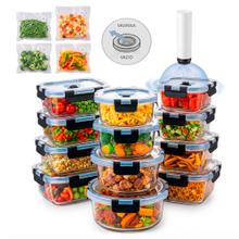 Set X12 Contenedores Herméticos De Vidrio Gadnic  bomba de vacio electrica recargable  5 Bolsas plásticas de vacío