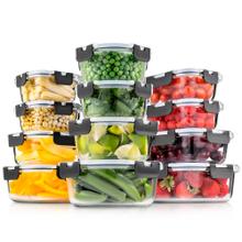 Set x12 Taper Contenedor Hermético De Vidrio Gadnic Apto Microondas Horno Freezer Heladera 