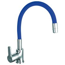 Griferia Piazza Cocina Monocomando Gourmet Emblem Azul Flexible 