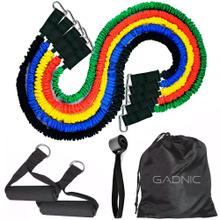 Bandas Elásticas de Resistencia Gadnic Premium Kit x5 + Agarres Soporte y Bolso