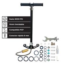 Inflador PCP Manual Force By Gadnic Hasta 6000 PSI Acero Inoxidable Con Manómetro