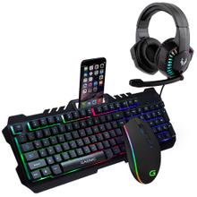 Kit Gamer Teclado Mouse RGB USB + Auriculares Gamer LED Con Micrófono 
