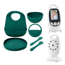 Kit Baby Call Monitor Gadnic Visión Nocturna Sensor Temperatura + Set de Alimentación de Bebé Gadnic Cubiertos Platos de Silicona 