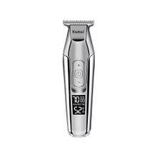 Maquina Cortadora de Pelo KM-5027 Kemei Trimmer Con Display Plateada