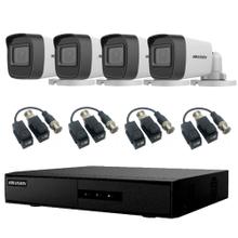 Kit Cámara de Seguridad Metálica Hikvision x4  DVR 4CH  Balún x4