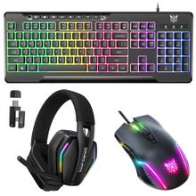 Kit Auricular Gamer Con Luz RGB + Teclado Gamer Retroiluminado + Mouse Con Luz Led RGB Onikuma