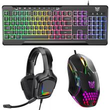 Kit Auriculares Gamer K20 Con Luz RGB + Mouse Gamer CW902 Con Luz RGB + Teclado Gamer Retroiluminado Onikuma