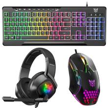 Kit Auriculares Gamer K19 Con Luz RGB + Mouse Gamer CW902 + Teclado Retroiluminado Onikuma