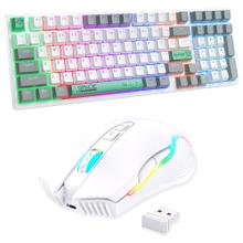 Kit Mouse Gamer CW905 Inalámbrico Con Luz LED Blanco + Teclado Mecánico Retroiluminado Blanco G38 Onikuma