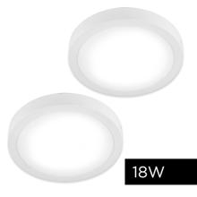 Kit x2 Plafon Lampara techo Led Gadnic Frio Redondo 18W