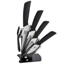 Set x5 Cuchillos Ceramica Mango Silicona Gadnic Mango Negro