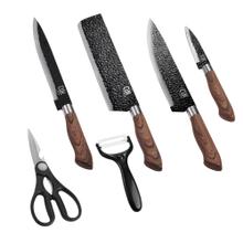 Set Gadnic x4 Cuchillos de Cocina Con Mango Antideslizante + Pelador +Tijera 