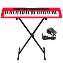 Teclado Musical Casio Casiotone CT-S200 61 Teclas Rojo + Soporte Tipo Tijera Carlsbro + Fuente Alimentacion Usado
