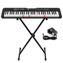 Teclado Sensitivo Casio Casiotone LK-S250 61 Teclas Con Luz Negro + Soporte Tipo Tijera Carlsbro + Fuente Alimentacion