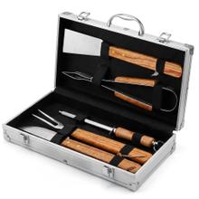 Kit Para Parrilla Gadnic 5 Piezas Acero Inoxidable Asado Pinza Espátula Pinche Afilador Cuchilla