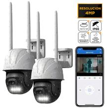 Kit x2 Cámara de Seguridad Skyworth Dual Light 4MP WiFi Exterior/Interior IP66 Con Visión Nocturna