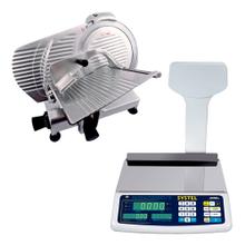 Kit Systel Cortadora de Fiambre Dynam-h Systel CF300 300mm Aluminio  Balanza Comercial Croma Bateria 31kg Mástil 200 Articulos Fiambreria Almacen