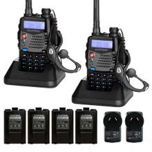 Handy Baofeng UV-5RA Kit x2 Bi-Banda 5w 128CH Hasta 10km + 4 Baterías y 2 Manos Libres