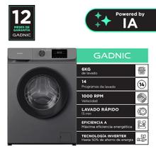 Lavarropas Gadnic 6 kg Inverter 1000 RPM 14 Programas 1850W Clase A Gris