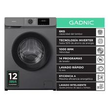 Lavarropas Automático Gadnic Gris 6 Kg Tecnología Inverter 1000 RPM Carga Frontal 14 Programas Lavado Rápido 15 Min 