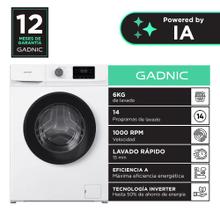  Lavarropas Gadnic 6 kg Inverter 1000 RPM 14 Programas 1850W Clase A Blanco