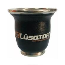 Mate De Vidrio Forrado Cuero Ecologico Lusqtoff Liso Negro