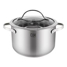 Olla Cacerola Cuk By Gadnic Acero Inoxidable Triple Fondo Con Tapa De Vidrio Templado 4 Litros 