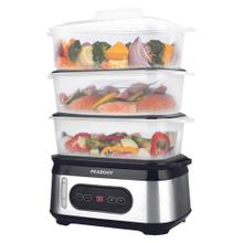 Vaporera Digital Peabody 3 Bandejas 950W Acero Inox Timer PE-ST1000IX