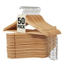 Kit X 50 Perchas de Madera Gadnic Antideslizante Pantalones Ropa  