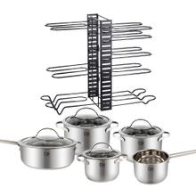 Kit Organizador de Ollas Gadnic Acero Reforzado 3 Modos +Set de Ollas Batería de Cocina 9 Piezas