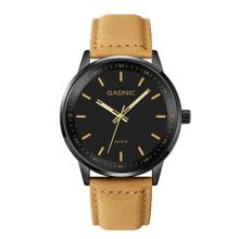 Reloj Analógico Gadnic RELF1 Pulsera Malla Correa Simil Cuero Negro y Dorado