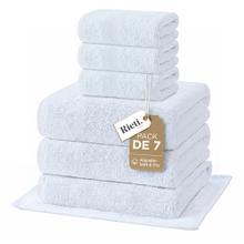 Set x7 Toallas Rieti By Gadnic 80% Algodón 20% Poliéster Premium Blancas Toalla Toallón Toalla De Piso