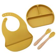 Set Alimentacion Bebe Silicona Gadnic Babero Plato y Cubiertos