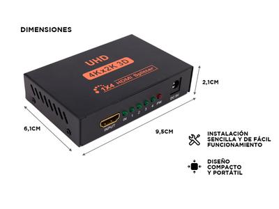 Distribuidor HDMI Gadnic Splitter 1x4 4K 2K Full HD 1080p Bidcom