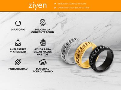 Anillo Titanio Giratorio Ziyen Anti Estrés Ansiedad Bidcom