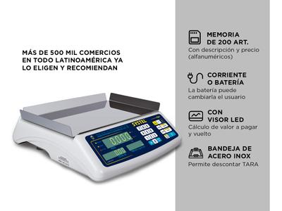 Balanza Comercial Systel Clipse Bateria 5kg Bandeja Acero Inox 200 Articulos