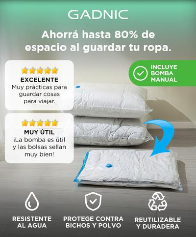 Kit Bolsas Al Vacio En Gadnic Para Guardar Ropa 40 x 60 cm