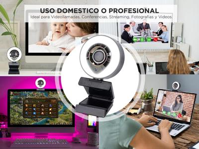 Camara Web Gadnic Full HD 1080P c Aro Led Webcam Meet Zoom Gadnic
